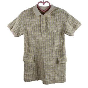 Zara Yellow and Beige Tweed Dress